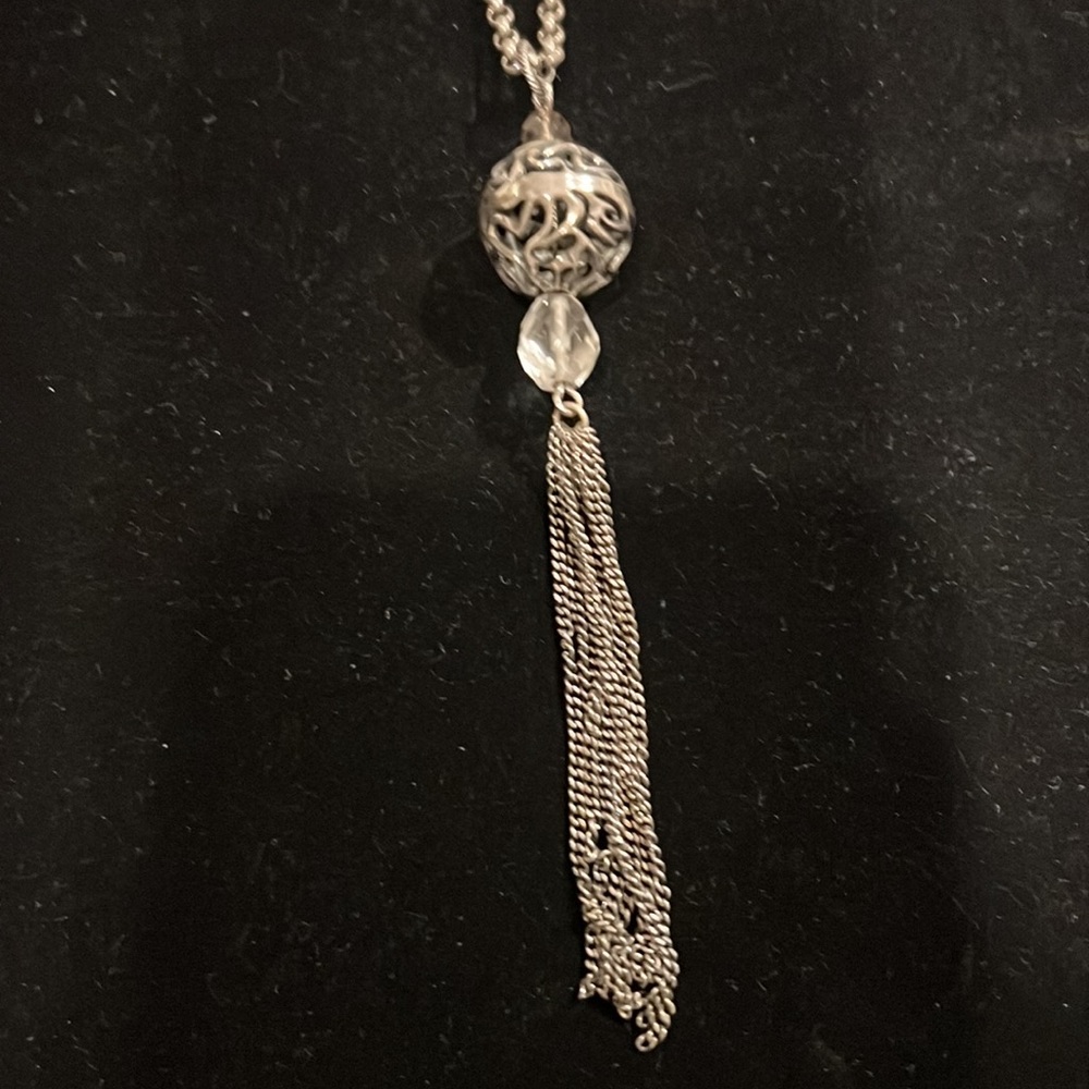 Silpada smoky, quartz, crystal and sterling, silver tassel necklace - Picture 2 of 3